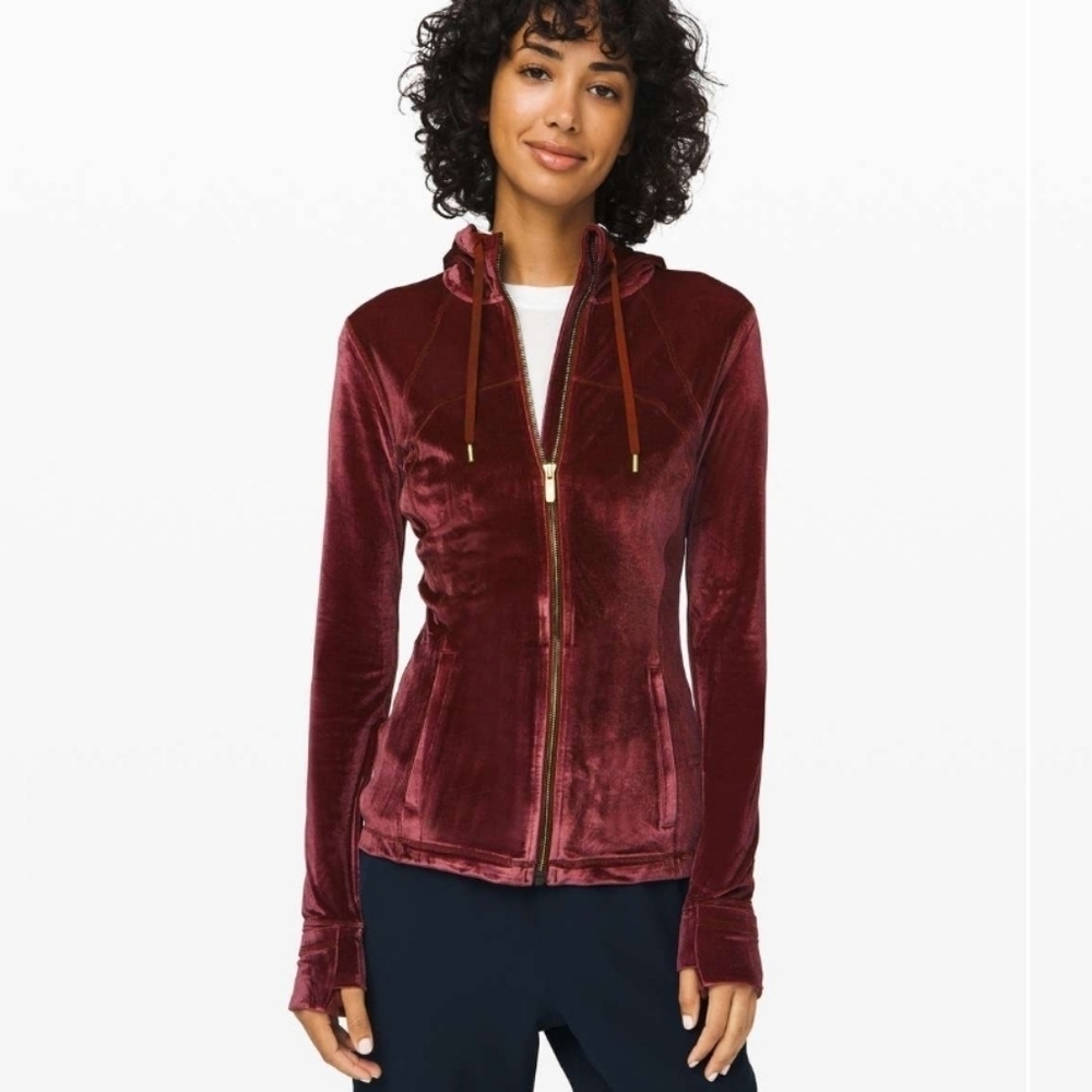 Lululemon Define Zip Up Hooded Jacket Size 6 Garnet Gold Velour